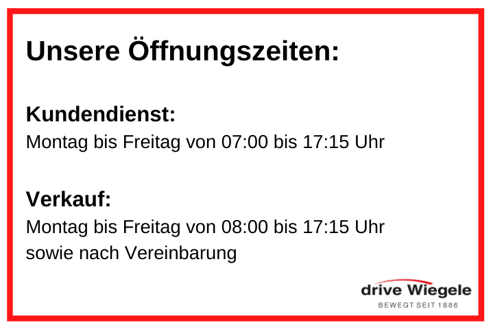 Öffnungszeiten drive Wiegele